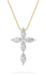 Load image into Gallery viewer, 1.5CTW Marquise Shaped Lab Grown Diamond (F/VS) Cross Pendant in 14K Gold
