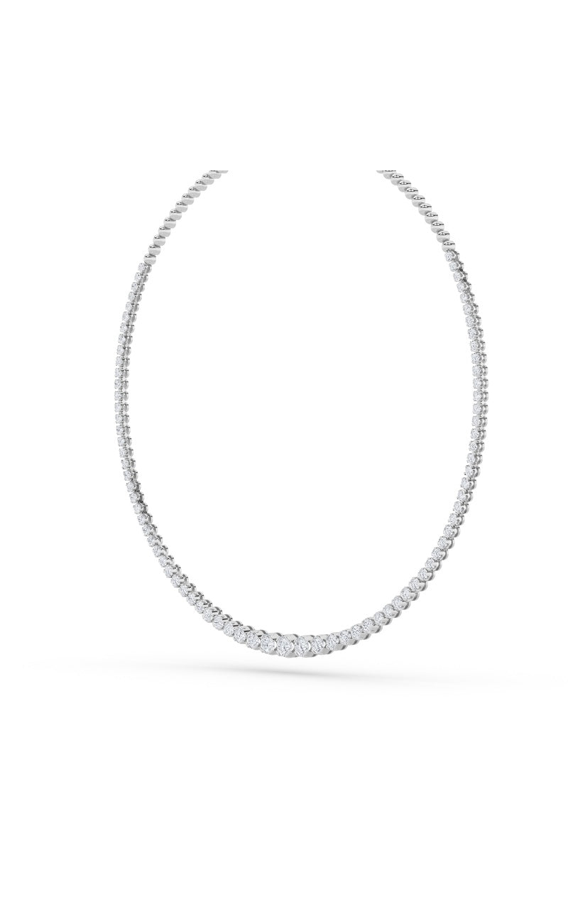 7CTW Round Shaped Lab Grown Diamond (F/VS) Graduating Half  Riviera Necklace in 14K Gold