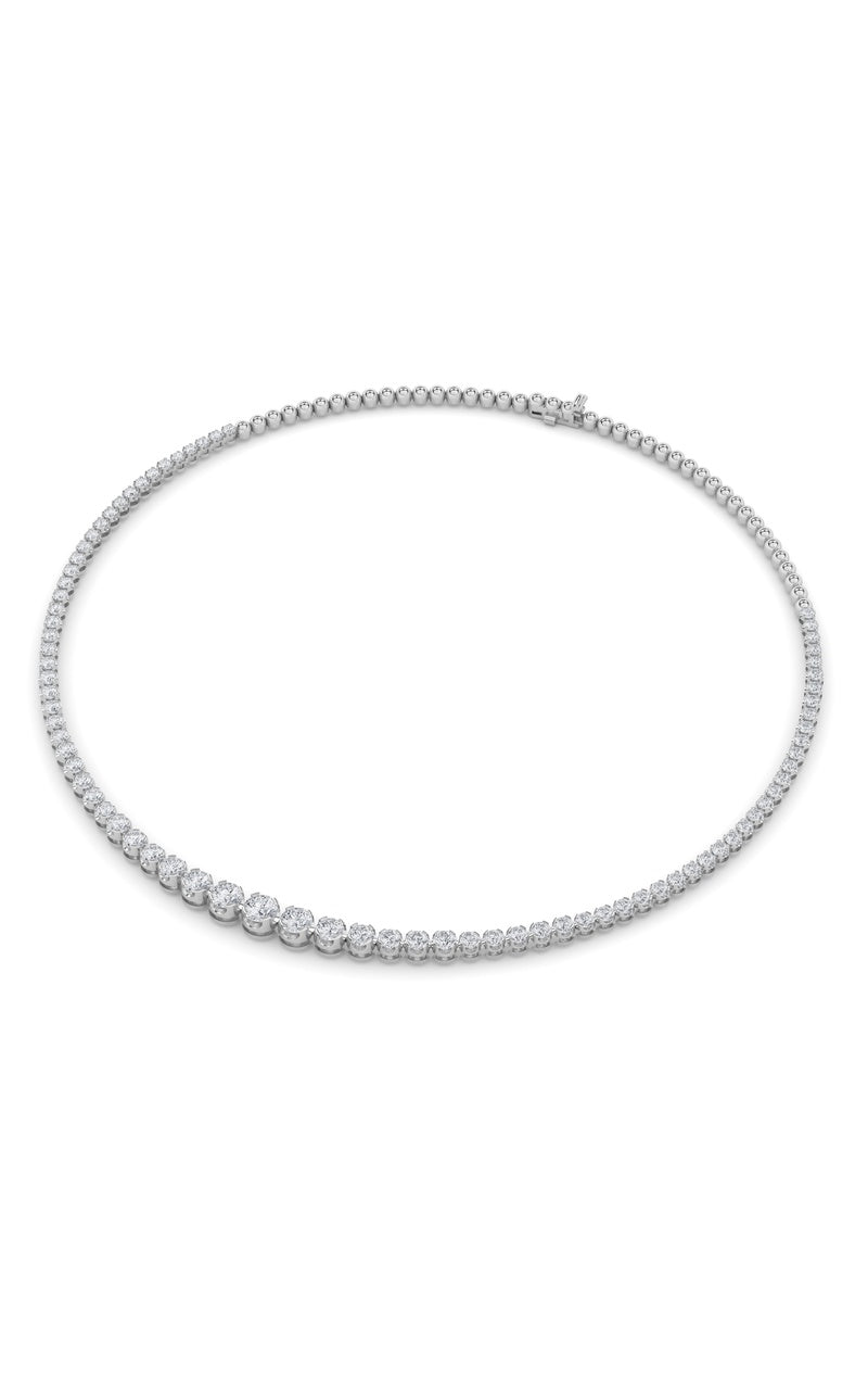 7CTW Round Shaped Lab Grown Diamond (F/VS) Graduating Half  Riviera Necklace in 14K Gold