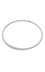 Load image into Gallery viewer, 7CTW Round Shaped Lab Grown Diamond (F/VS) Graduating Half  Riviera Necklace in 14K Gold
