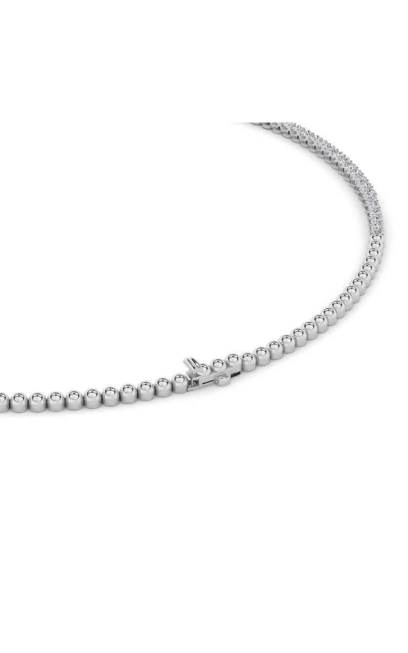 7CTW Round Shaped Lab Grown Diamond (F/VS) Graduating Half  Riviera Necklace in 14K Gold