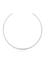Load image into Gallery viewer, 10CTW Round Shaped Lab Grown Diamond (F/VS) Graduating Full Riviera Necklace in 14K Gold
