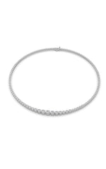 Load image into Gallery viewer, 10CTW Round Shaped Lab Grown Diamond (F/VS) Graduating Full Riviera Necklace in 14K Gold
