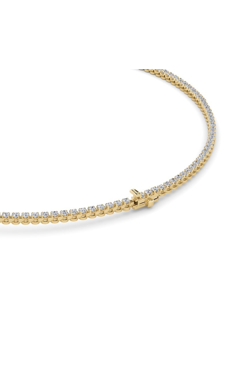10CTW Round Shaped Lab Grown Diamond (F/VS) Graduating Full Riviera Necklace in 14K Gold