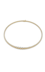 Load image into Gallery viewer, 15CTW Round Shaped Lab Grown Diamond (F/VS) Graduating Full Riviera Necklace in 14K Gold
