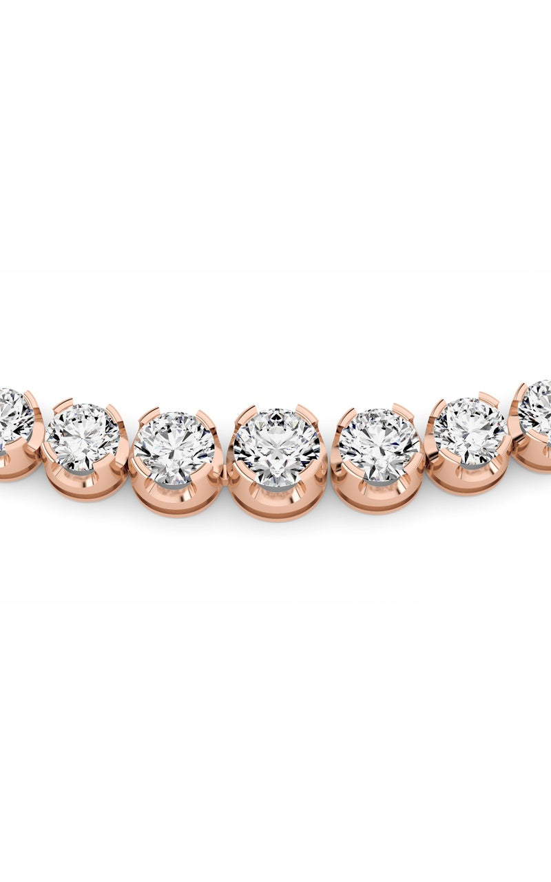 15CTW Round Shaped Lab Grown Diamond (F/VS) Graduating Full Riviera Necklace in 14K Gold