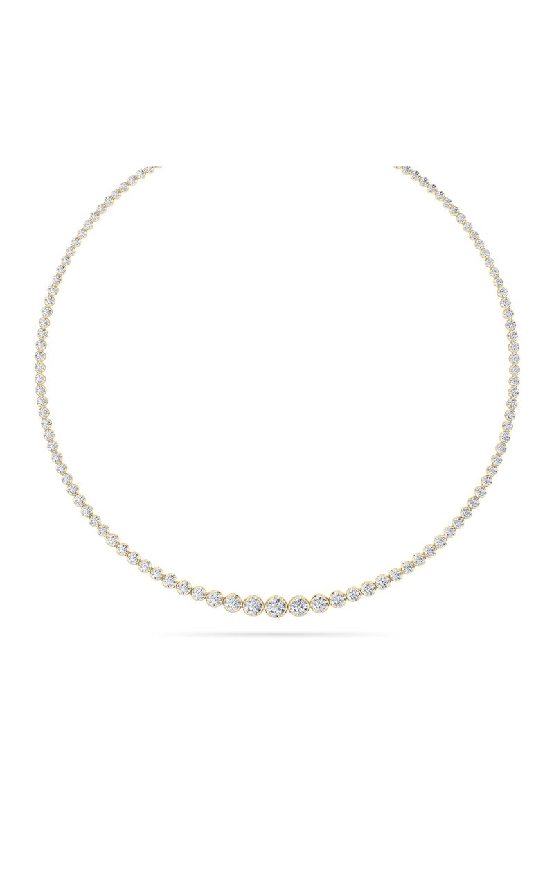 7CTW Round Shaped Lab Grown Diamond (F/VS) Graduating Half Riviera Necklace in 14K Gold