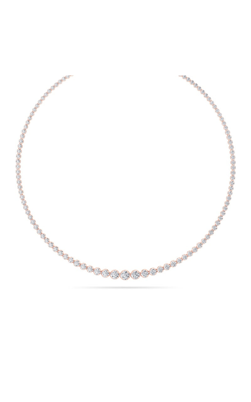 7CTW Round Shaped Lab Grown Diamond (F/VS) Graduating Half Riviera Necklace in 14K Gold