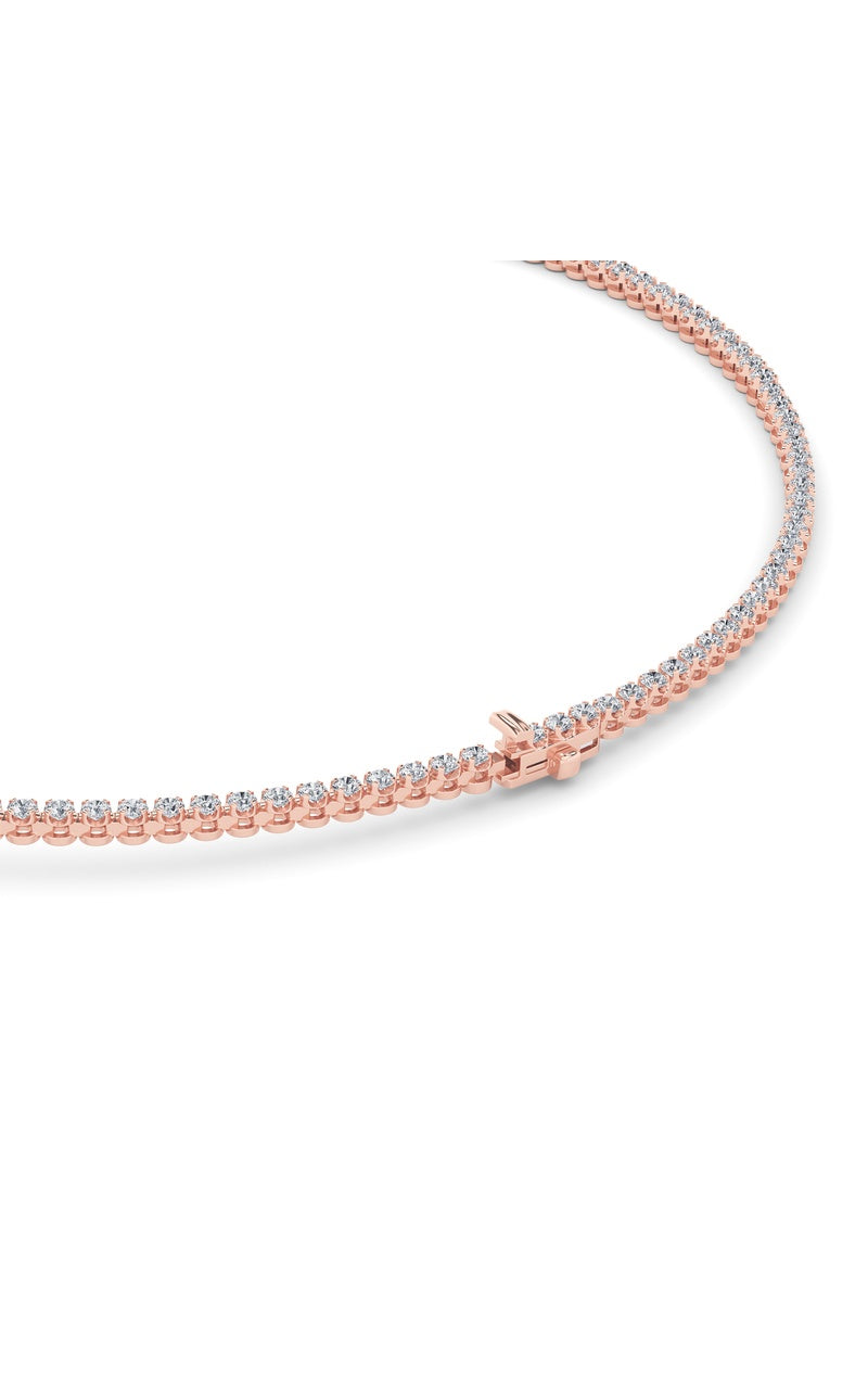 7CTW Round Shaped Lab Grown Diamond (F/VS) Graduating Half Riviera Necklace in 14K Gold
