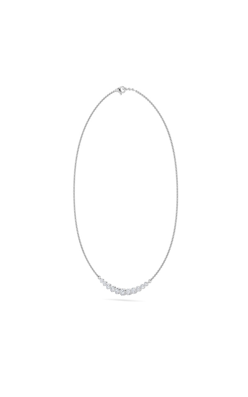 3CTW Round Shaped Lab Grown Diamond (F/VS) Graduating half    Necklace in 14K Gold
