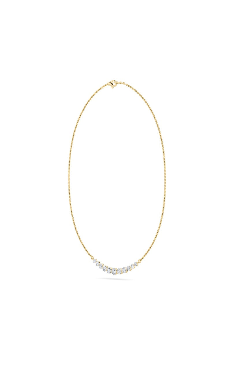 3CTW Round Shaped Lab Grown Diamond (F/VS) Graduating half    Necklace in 14K Gold