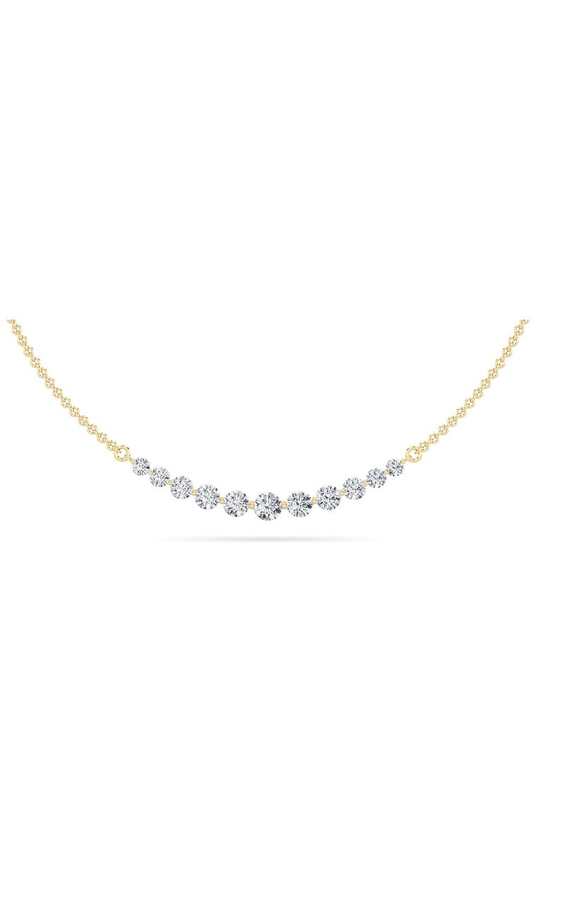 3CTW Round Shaped Lab Grown Diamond (F/VS) Graduating half    Necklace in 14K Gold