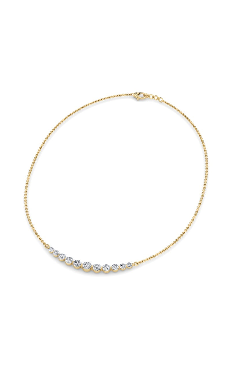3CTW Round Shaped Lab Grown Diamond (F/VS) Graduating half    Necklace in 14K Gold