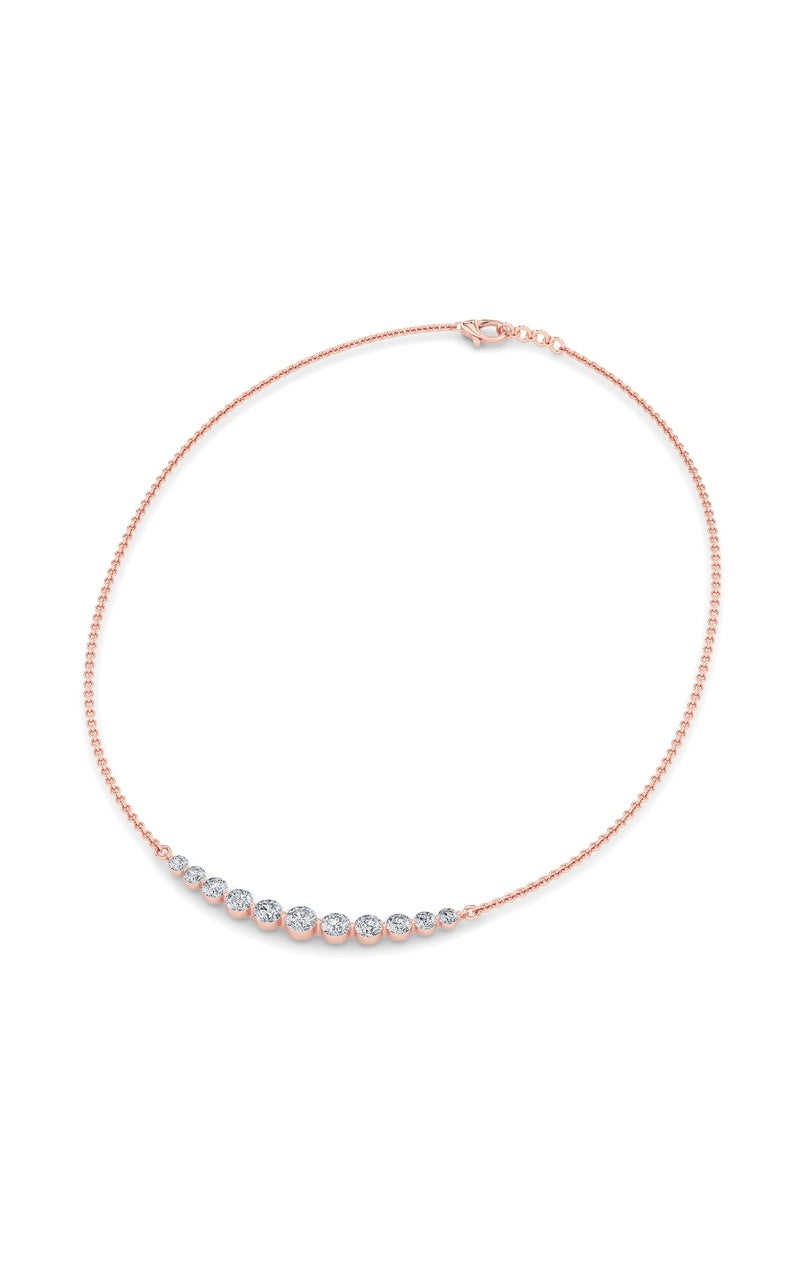 3CTW Round Shaped Lab Grown Diamond (F/VS) Graduating half    Necklace in 14K Gold