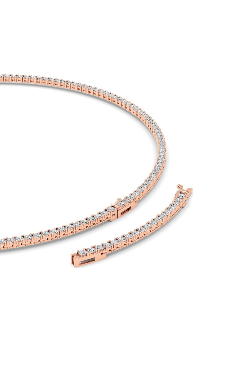 10CTW Round Shaped Lab Grown Diamond (F/VS) Tennis Necklace in 14K White Gold
