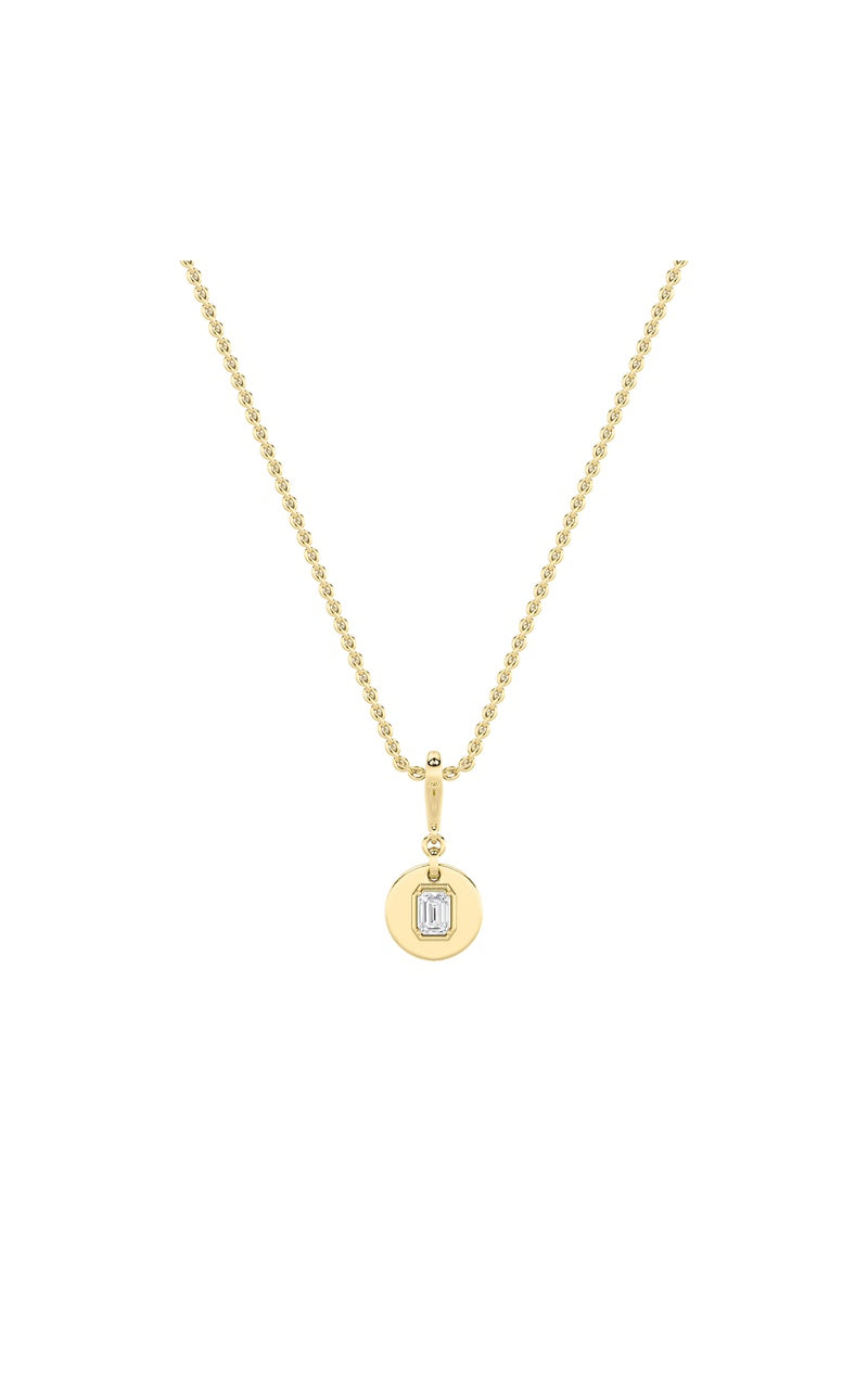 1CTW Emerald Shaped Lab Grown Diamond (F/VS) Dog Tag Pendant in 14K Gold