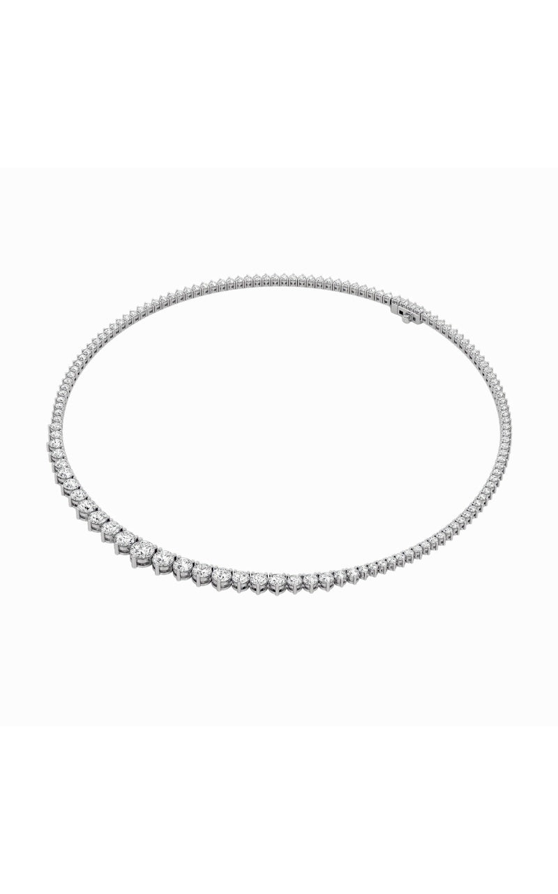 20Cttw Round Shaped Lab Grown Diamond (F/VS) Three Prong Graduating Necklace in 14K Gold