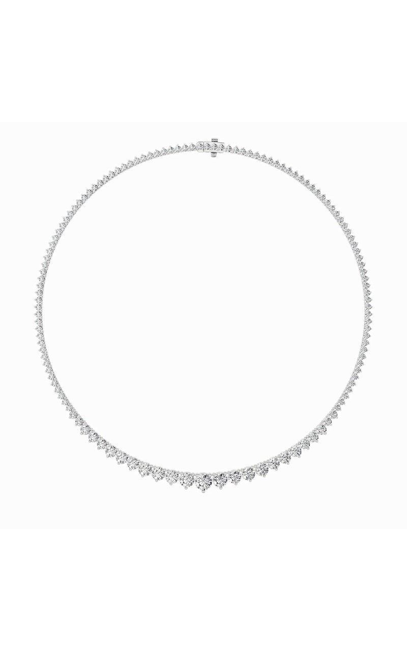20Cttw Round Shaped Lab Grown Diamond (F/VS) Three Prong Graduating Necklace in 14K Gold