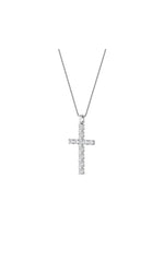 Load image into Gallery viewer, 2CTW Oval Shaped Lab Grown Diamond (F/VS) Cross Pendant in 14K Gold
