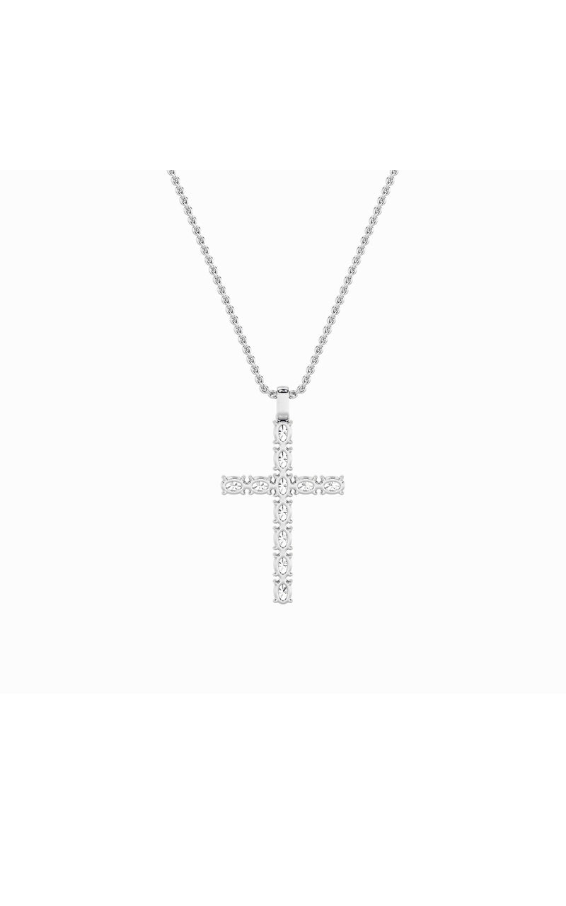 2CTW Oval Shaped Lab Grown Diamond (F/VS) Cross Pendant in 14K Gold