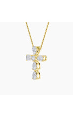 Load image into Gallery viewer, 2.5CTW Pear Shaped Lab Grown Diamond (F/VS) Cross Pendant in 14K Gold
