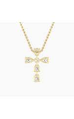 Load image into Gallery viewer, 2.5CTW Pear Shaped Lab Grown Diamond (F/VS) Cross Pendant in 14K Gold
