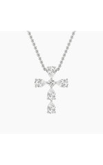 Load image into Gallery viewer, 2.75CTW Pear Shaped Lab Grown Diamond (F/VS) Cross Pendant in 14K Gold
