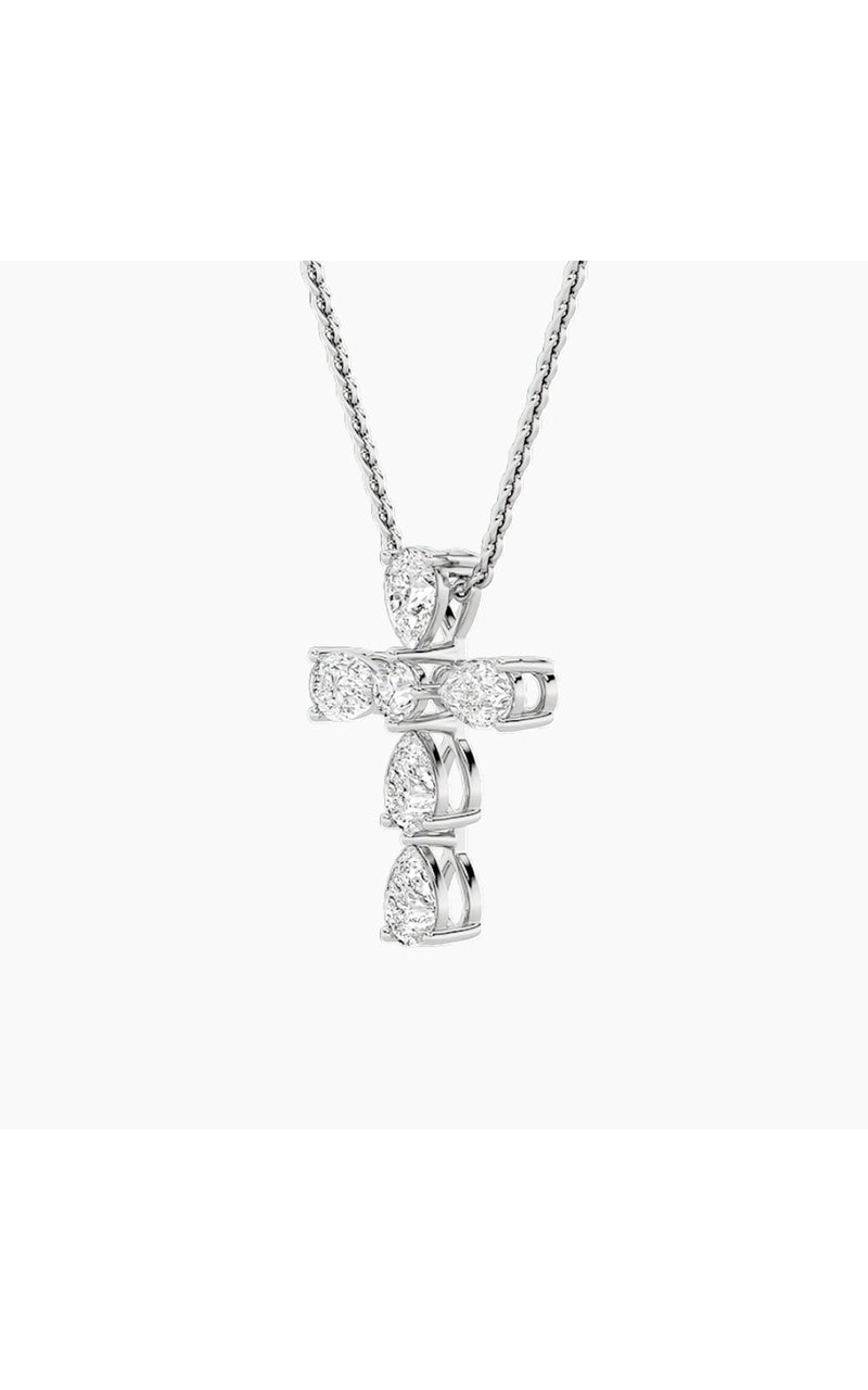 2.75CTW Pear Shaped Lab Grown Diamond (F/VS) Cross Pendant in 14K Gold
