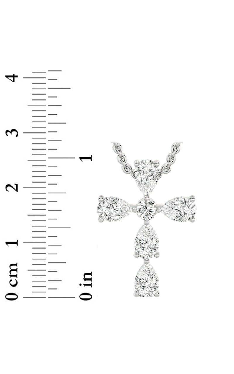2.75CTW Pear Shaped Lab Grown Diamond (F/VS) Cross Pendant in 14K Gold