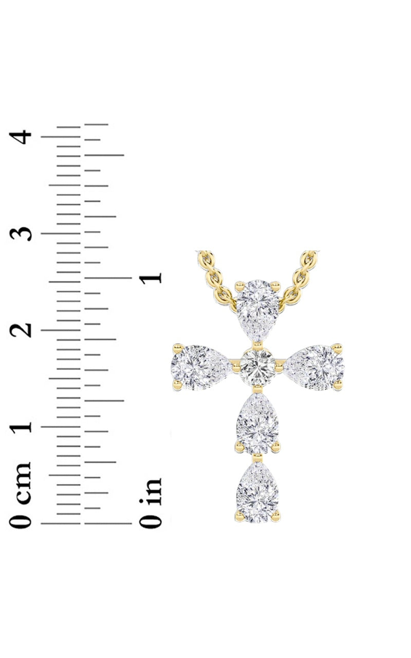 2.75CTW Pear Shaped Lab Grown Diamond (F/VS) Cross Pendant in 14K Gold