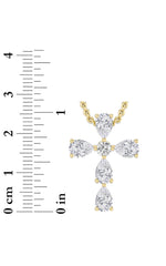 Load image into Gallery viewer, 2.75CTW Pear Shaped Lab Grown Diamond (F/VS) Cross Pendant in 14K Gold
