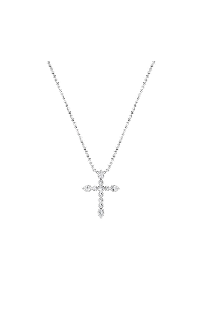 1.5CTW Pear Shaped Lab Grown Diamond (F/VS) Cross Pendant in 14K Gold