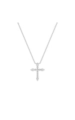 Load image into Gallery viewer, 1.5CTW Pear Shaped Lab Grown Diamond (F/VS) Cross Pendant in 14K Gold
