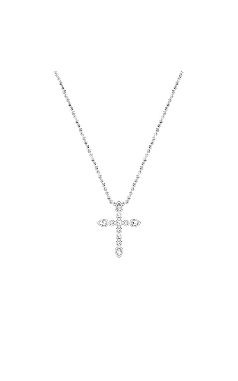 1.5CTW Pear Shaped Lab Grown Diamond (F/VS) Cross Pendant in 14K Gold