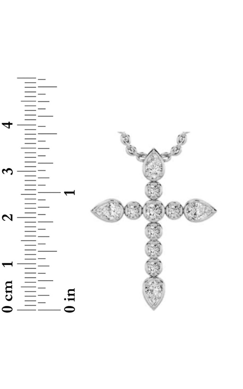 1.5CTW Pear Shaped Lab Grown Diamond (F/VS) Cross Pendant in 14K Gold