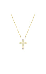 Load image into Gallery viewer, 1.5CTW Pear Shaped Lab Grown Diamond (F/VS) Cross Pendant in 14K Gold
