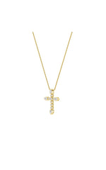 Load image into Gallery viewer, 1.5CTW Pear Shaped Lab Grown Diamond (F/VS) Cross Pendant in 14K Gold
