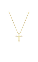 Load image into Gallery viewer, 1.5CTW Pear Shaped Lab Grown Diamond (F/VS) Cross Pendant in 14K Gold
