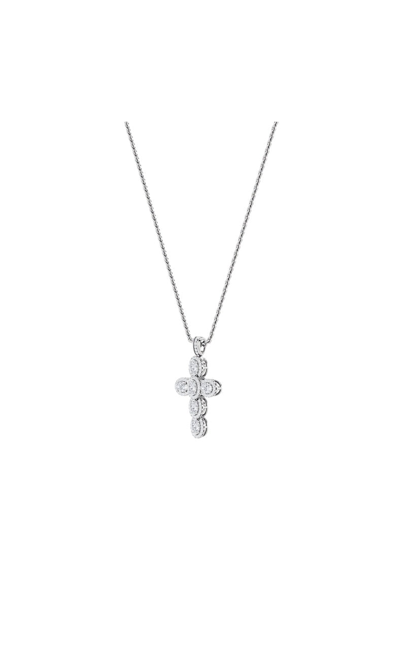 3CTW Oval Shaped Lab Grown Diamond (F/VS) Cross Pendant in 14K Gold