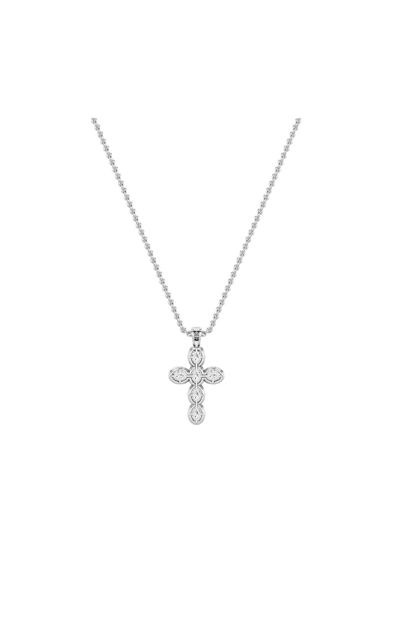 3CTW Oval Shaped Lab Grown Diamond (F/VS) Cross Pendant in 14K Gold