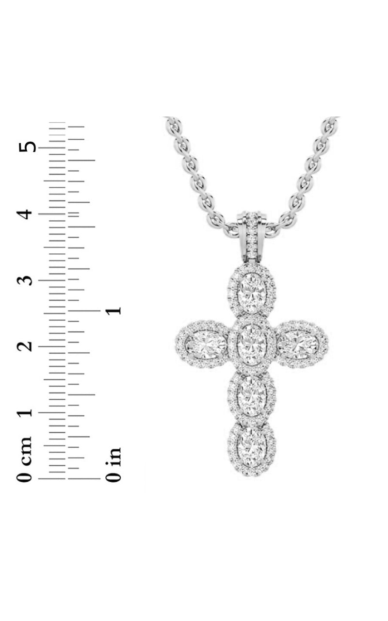 3CTW Oval Shaped Lab Grown Diamond (F/VS) Cross Pendant in 14K Gold