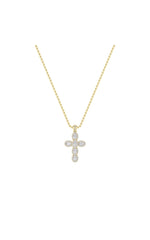 Load image into Gallery viewer, 3CTW Oval Shaped Lab Grown Diamond (F/VS) Cross Pendant in 14K Gold
