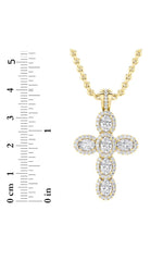 Load image into Gallery viewer, 3CTW Oval Shaped Lab Grown Diamond (F/VS) Cross Pendant in 14K Gold
