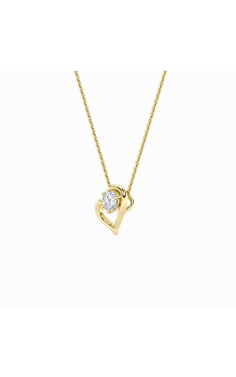 0.5CTW Round Shaped Lab Grown Diamond (F/VS) Heart Shaped   Pendant in 14K Gold