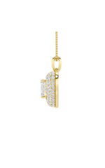 Load image into Gallery viewer, 2CTW Emerald Shaped Lab Grown Diamond (F/VS) Pave Accented Heart Shaped Pendant in 14K Gold
