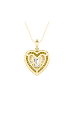 Load image into Gallery viewer, 2CTW Emerald Shaped Lab Grown Diamond (F/VS) Pave Accented Heart Shaped Pendant in 14K Gold
