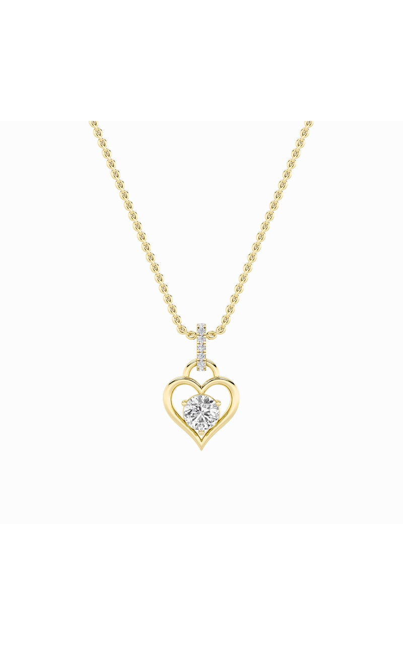 1.5CTW Round Shaped Lab Grown Diamond (F/VS) Heart Shaped Pendant in 14K Gold