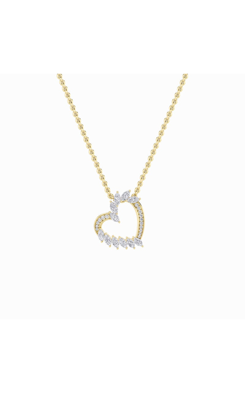2.5CTW Marquise Shaped Lab Grown Diamond (F/VS) Heart Shaped Pendant in 14K Gold