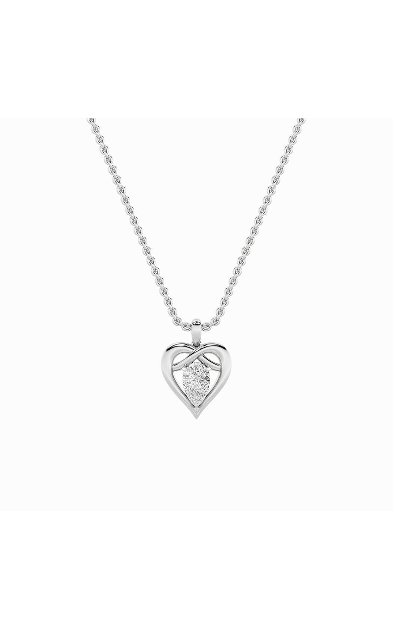2CTW Pear Shaped Lab Grown Diamond (F/VS) Heart Shaped Pendant in 14K Gold