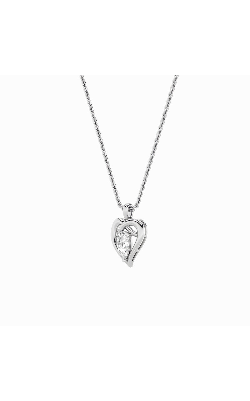 2CTW Pear Shaped Lab Grown Diamond (F/VS) Heart Shaped Pendant in 14K Gold